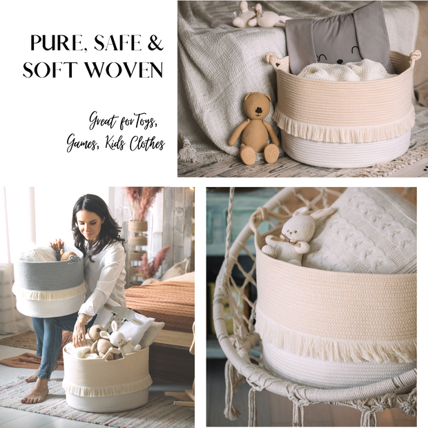 Cotton Rope Basket/ Beige Color/ XL.
