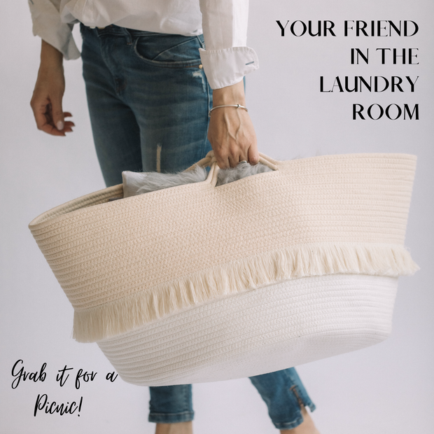 Cotton Rope Basket/ Beige Color/ XL.