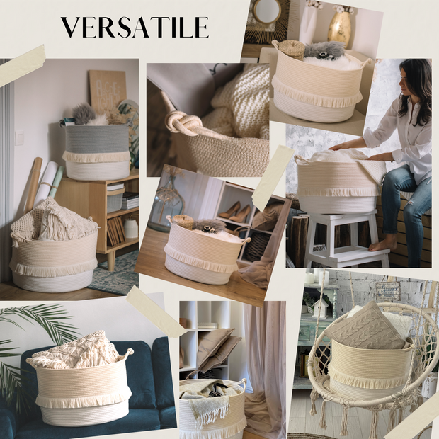 Cotton Rope Basket/ Beige Color/ XL.