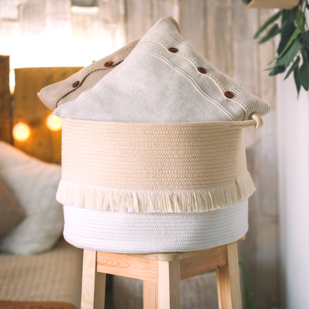 Cotton Rope Basket/ Beige Color/ XL.