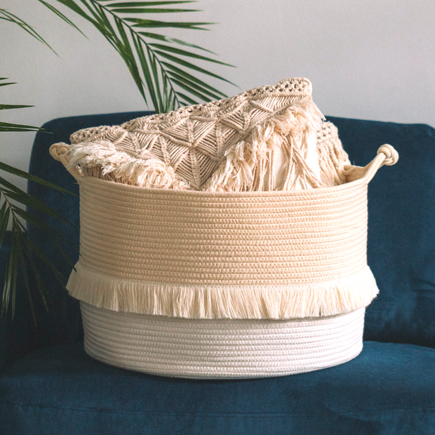 Cotton Rope Basket/ Beige Color/ XL.